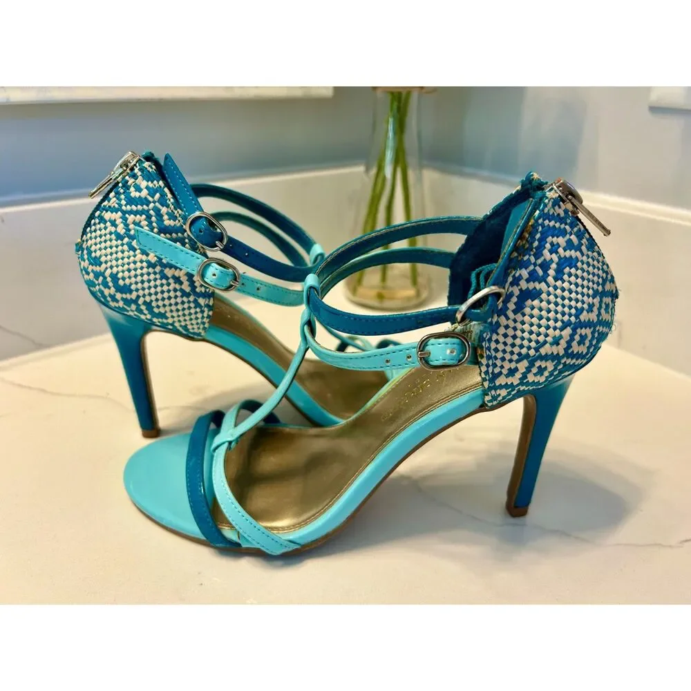 VINTAGE Light Blue Christian Siriano Strappy Sandal Heels Size 6